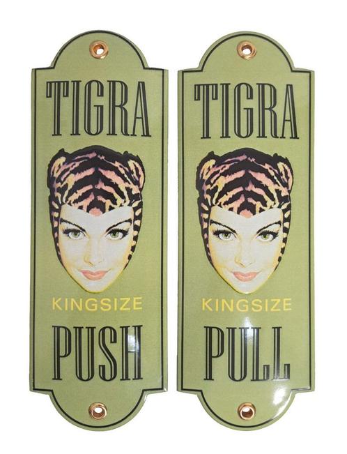 Emaille deurpostjes Tigra set, Collections, Marques & Objets publicitaires, Envoi