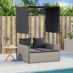 vidaXL Ligbed tweepersoons met dak en gordijn poly rattan, Verzenden, Nieuw