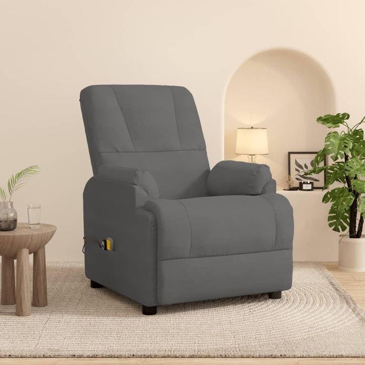 vidaXL Sta-op-massagestoel kunstsuède donkergrijs, Huis en Inrichting, Stoelen, Nieuw, Verzenden