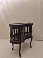 Kast - Elegant Brocante Theekastje met Geslepen glas en