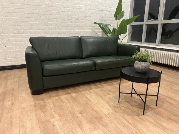 Veiling - Groene leren 2,5 zitter, Huis en Inrichting, Zetels | Zetels, Gebruikt