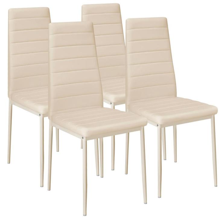 tectake Eetkamerstoelen, kunstleer - beige, Set van 4, Huis en Inrichting, Stoelen, Verzenden