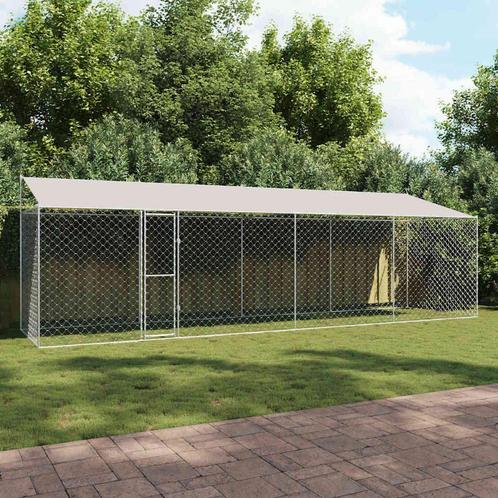 vidaXL Hondenbench Zilver 800 x 200 x 256 cm Gegevens staal, Dieren en Toebehoren, Hondenbenches, Nieuw, Verzenden