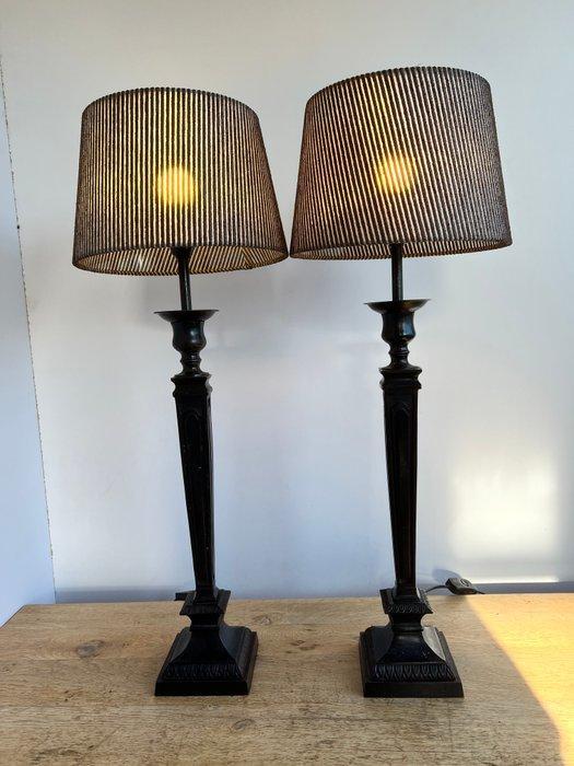Tafellamp (2) - XL Kolom tafellampen zware/bruin - Metaal -, Antiek en Kunst, Curiosa en Brocante