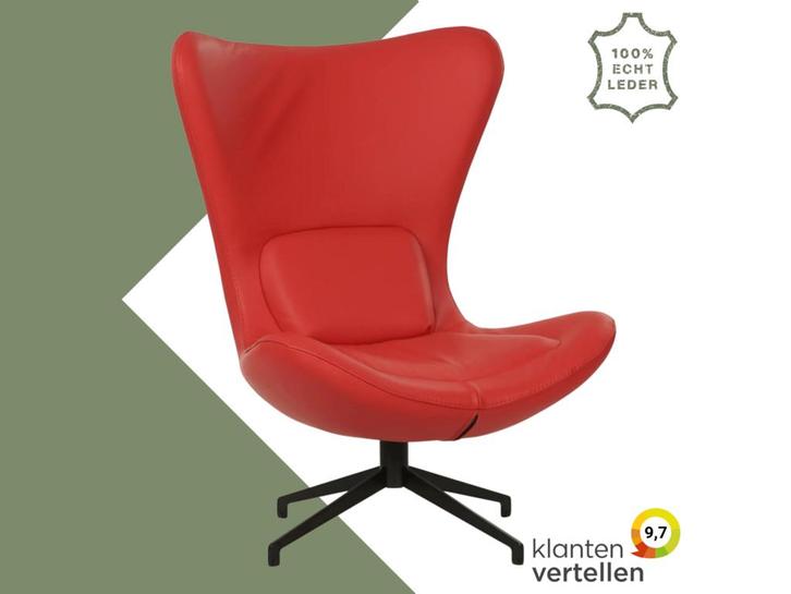 Leren draaifauteuil Soul - Toledo Ferrari (felrood) -, Huis en Inrichting, Fauteuils, 75 tot 100 cm, 75 tot 100 cm, Nieuw, Leer