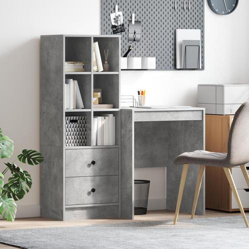vidaXL Bureau met Opslag in Beton Grijs, Gemaakt van, Maison & Meubles, Armoires | Dressoirs, Envoi