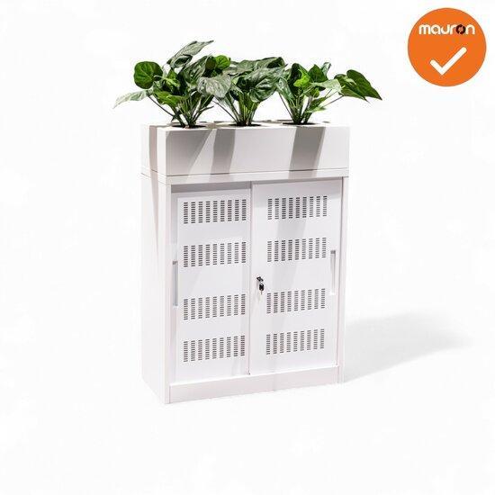 Schuifdeurkast -  Basic - Wit  - 105cm - Inclusief plantenba, Zakelijke goederen, Kantoor en Winkelinrichting | Kantoormeubilair en Inrichting
