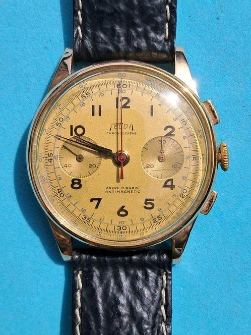 Telda Chronograph Venus 188 Gold 18kt Jumbo. - Heren - 1948, Handtassen en Accessoires, Horloges | Heren