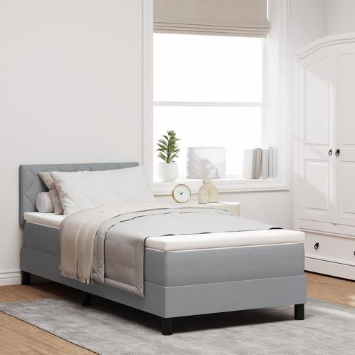 vidaXL Boxspring Bed met Matras Lichtgrijs 90x190 cm Stof, Huis en Inrichting, Slaapkamer | Bedden, Nieuw, Verzenden