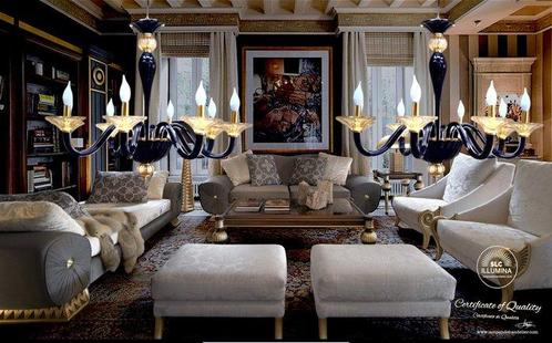 SLC Illumina - MG - Kroonluchter (2) - SLC Zwart Goud 8L -, Antiek en Kunst, Kunst | Designobjecten