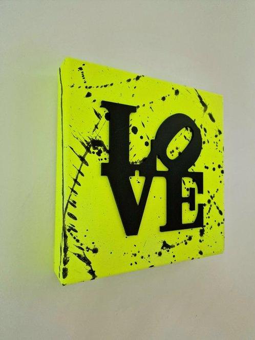 Daavid - NO RESERVE PRICE LOVE JAUNE ET NOIR, Antiek en Kunst, Kunst | Schilderijen | Modern