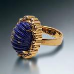 Ring Vintage 18k goud, diamanten en lapis lazuli ring uit de, Handtassen en Accessoires, Antieke sieraden
