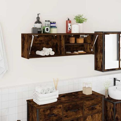 vidaXL Badkamerwandkast 100x25x30 cm bewerkt hout gerookt, Huis en Inrichting, Tafels | Kaptafels, Nieuw, Verzenden