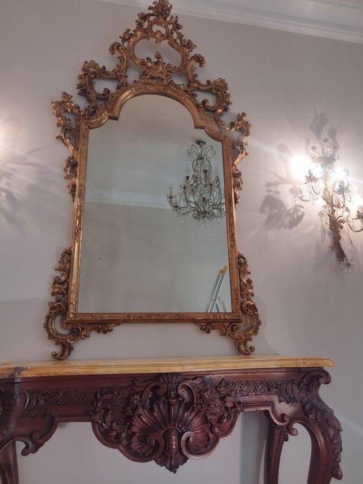 Wandtafel (2) - Hout, Marmer, Verguld hout - Console met, Antiek en Kunst, Antiek | Overige Antiek