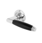 Deurklink Klassiek geveerd glanzend nikkel rond rozet - d..., Ophalen of Verzenden, Nieuw, IJzer, Klink of Kruk