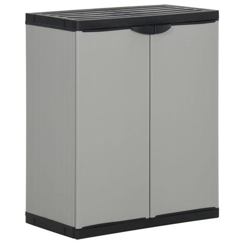 vidaXL Tuinafvalkast 68x40x85 cm polypropeen grijs en zwart, Huis en Inrichting, Woonaccessoires | Prullenbakken, Nieuw, Verzenden