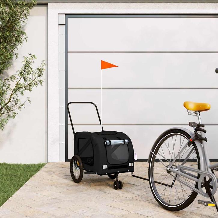 vidaXL Huisdierfietskar Zwart Oxford-stof en ijzer, Dieren en Toebehoren, Overige Dieren-accessoires, Nieuw, Verzenden