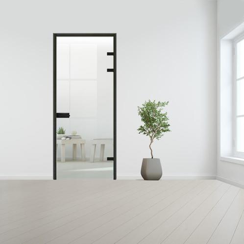 Glazen deur met kozijnsysteem - Zwart beslag-Rechtsdraaiend-, Doe-het-zelf en Bouw, Glas en Ramen, Nieuw, Verzenden