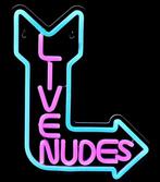 Neonlichtbord - LIVE NUDES. Een grappig, erotisch, neon-led