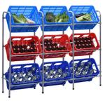 vidaXL Opbergrek voor 9 kratten 145x33x116 staal, Huis en Inrichting, Verzenden, Nieuw