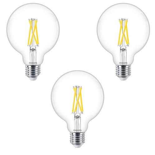 3 stuks - philips LED Globe Transparant - 60 W - E27 -, Maison & Meubles, Lampes | Suspensions, Envoi