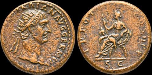 98-117ad Roman Trajan Ae dupondius Abundantia seated left..., Postzegels en Munten, Munten en Bankbiljetten | Verzamelingen, Verzenden