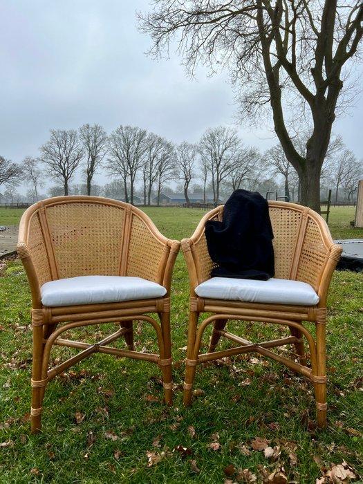 Chaise (2) - Webbing avec des chaises à coque en bambou -, Antiquités & Art, Art | Objets design