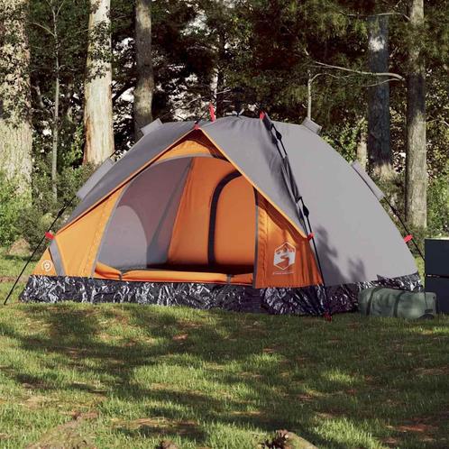 vidaXL Koepeltent 3-persoons snelontgrendeling grijs en, Caravans en Kamperen, Tenten, Nieuw, Verzenden