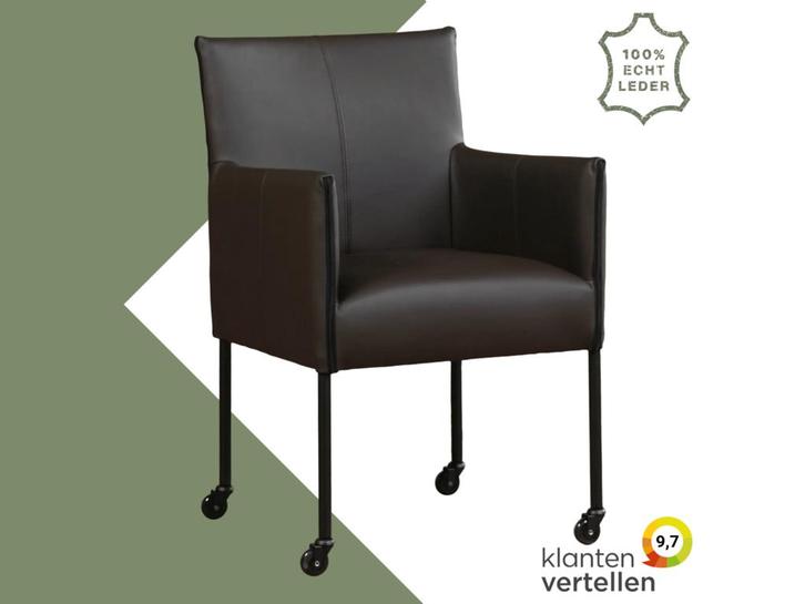 Leren eetkamerstoel More - Toledo Caffe (donkerbruin) -, Huis en Inrichting, Stoelen, Bruin, Eén, Nieuw, Leer, Ophalen of Verzenden