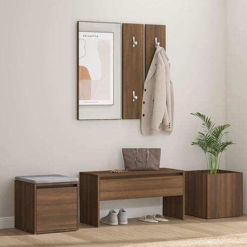 vidaXL Garderobe set bewerkt hout bruin eikenkleur, Huis en Inrichting, Overige Huis en Inrichting, Nieuw, Verzenden