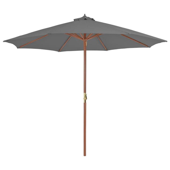 vidaXL Parasol met houten paal 300 cm antraciet, Tuin en Terras, Parasols, Nieuw, Verzenden