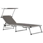 vidaXL Chaise longue pliable avec toit aluminium et, Jardin & Terrasse, Verzenden, Neuf