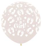 Ballonnen Its a Girl Footprint Clear 91cm 2st, Verzenden