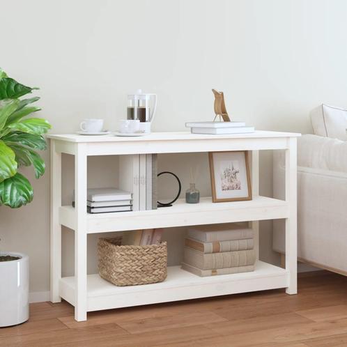 vidaXL Wandtafel 110x40x74 cm massief grenenhout wit, Huis en Inrichting, Tafels | Bijzettafels, Nieuw, Verzenden