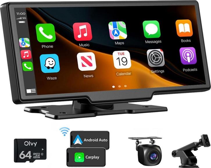 Carplay Scherm - Android & Apple - Achteruitrijcamera - Navi, Auto diversen, Autoradio's, Nieuw, Verzenden
