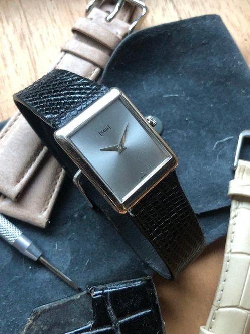 Piaget - Rectangle a L´ancienne ultra thin 9p- Silver Grey, Handtassen en Accessoires, Horloges | Heren