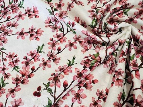 Bloemrijke elegantie: katoenen stof van hoge kwaliteit -, Antiek en Kunst, Antiek | Tapijten, Tafelkleden en Textiel