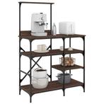 vidaXL Bakkersrek 90x40x132 cm bewerkt hout en metaal bruin, Huis en Inrichting, Keuken | Keukenbenodigdheden, Verzenden, Nieuw