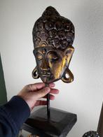 Statue, Prachtige houten Boeddha hoofden op standaard - 37, Antiek en Kunst