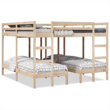 vidaXL Stapelbed 3-voudig massief grenenhout 200x200/80x200, Verzenden