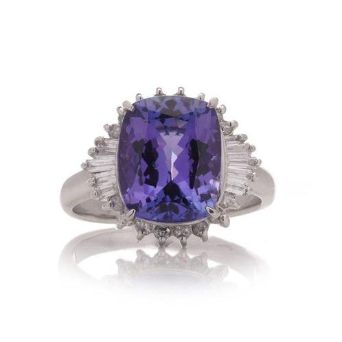 Bague Bague en platine avec tanzanite et diamants, Handtassen en Accessoires, Ringen