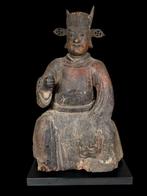 Taoist Deity Ming Dynasty - Hout, Glas, tinlegering - China, Antiquités & Art