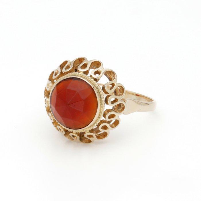 Ring - 14 karaat Geel goud - Carneool, Handtassen en Accessoires, Ringen