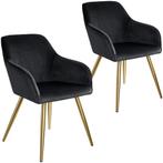 Eetkamerstoel Marilyn fluweellook, gouden poten - zwart/goud, Huis en Inrichting, Stoelen, Verzenden, Nieuw