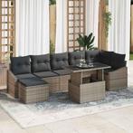 vidaXL Tuinbank Set 8 pcs Grijs Poly riet, gepoedercoat, Tuin en Terras, Verzenden, Nieuw
