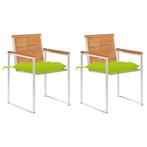 vidaXL Tuinstoelen 2 st met kussens massief acaciahout en, Tuin en Terras, Tuinstoelen, Verzenden, Nieuw