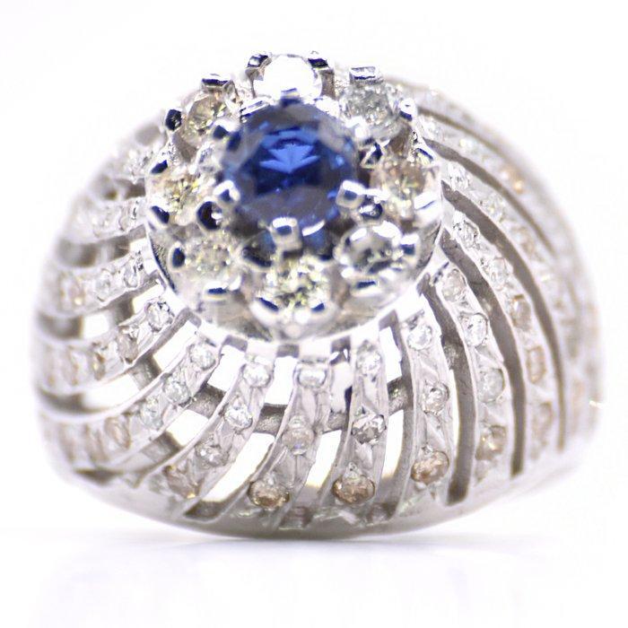 Zonder minimumprijs - Ring Platina - 1.50ct. tw. - Saffier -, Handtassen en Accessoires, Ringen