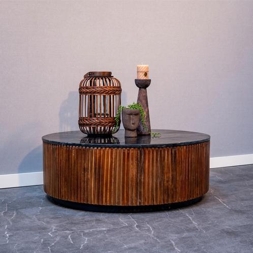 Salontafel Mangohout Rond Levi 105 cm, Huis en Inrichting, Tafels | Salontafels, Nieuw, Overige houtsoorten, Rond, Verzenden