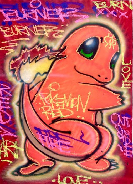 Outside313 - Charmender - Burner - Pokémon Red, Antiek en Kunst, Kunst | Schilderijen | Modern