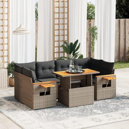 vidaXL Salon de jardin avec coussins 7 pcs gris résine, Jardin & Terrasse, Ensembles de jardin, Salons de jardin, Neuf, Envoi